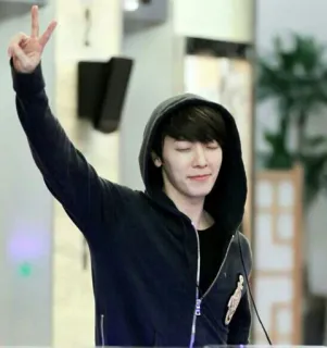 ✌ d278c2b4 사람, 평화 기호, 후드티, 한국인, 아시아인, 웃는, 남자 telegram sticker