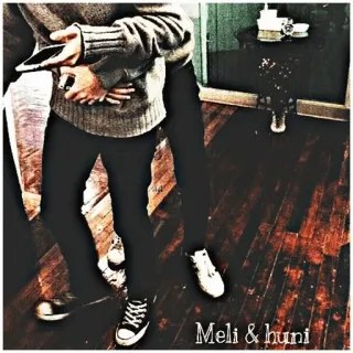 ☠ c37dfde0 Meli & Huni pareja, amor, gente, retrato, casual, amistad whatsapp sticker