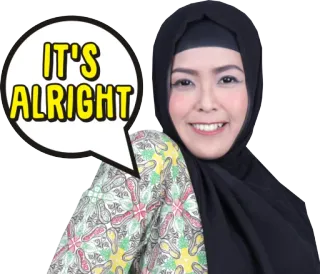 👍 18522d81 IT'S ALRIGHT 女性, イスラム教徒, ヒジャブ, 大丈夫, OK, フレンドリー, ポートレート telegram sticker