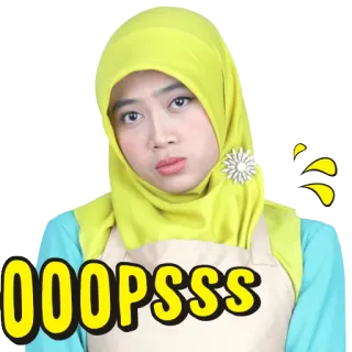 😱 4e5c1d49 OOOPSSS おっと, 女性, イスラム教徒, ヒジャブ, 表情, エプロン telegram sticker
