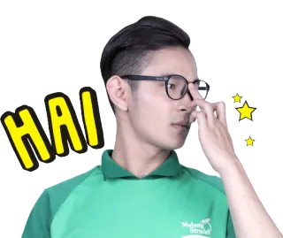 😎 85318c48 HAI 挨拶, 男性, メガネ, カジュアル, こんにちは, マランシュトゥルーデル telegram sticker