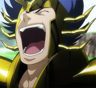 😄 fa7e33af Anime, Rüstung, Charakter, Schreien, Gold telegram sticker