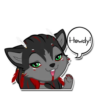 👋 43fea64d Howdy! lupo, cartone animato, saluto, ciao, carino, animale whatsapp sticker