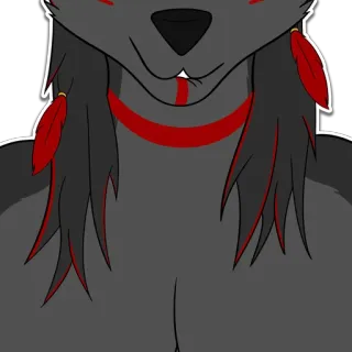 😋 6e8147ac Furry, Antro, Lupo, Animale, Personaggio, Ritratto, Rosso, Piume whatsapp sticker