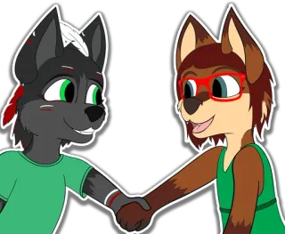 🤝 8e8c6ded Furry, Antro, Animale, Antropomorfo, Cartone animato, Personaggio, Stretta di mano whatsapp sticker