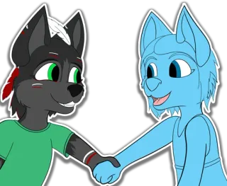 🤝 94d3ed6e Furry, Anthro, Antropomorfo, Stretta di mano, Cartoni animati, Personaggi, Amicizia, Animali whatsapp sticker