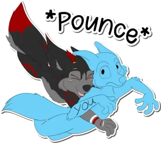 😱 b7ea86ae *Pounce* You balzare, furry, abbraccio, antro, antropomorfo, animale, volpe whatsapp sticker