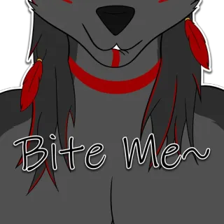 😏 fcf6a957 Bite Me~ lupo, furry, mordimi, animale, cartone animato, antro, personaggio whatsapp sticker
