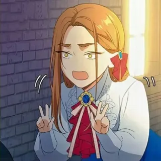 👗 9faff4a9 kreskówka, kobieta, znak pokoju, wyraz, kobieca, portret telegram sticker