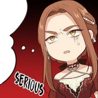 👾 145d0402 SERIOUS poważny, kobieta, chibi, kreskówka, wyraz twarzy, zirytowany, nadąsany telegram sticker