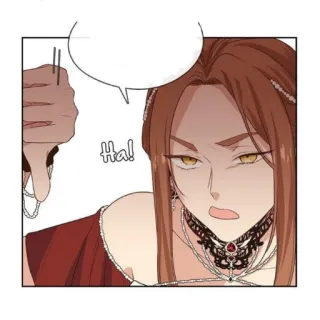 👾 6e500556 Ha! kobieta, zadowolona, naszyjnik, brązowe włosy, spojrzenie z ukosa, dezaprobata telegram sticker