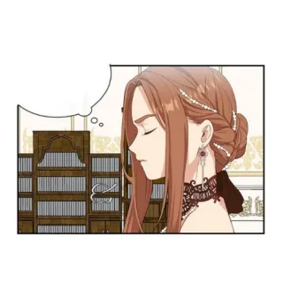 👾 a0b4105d kobieta, biblioteka, sukienka, myślenie, kreskówka telegram sticker