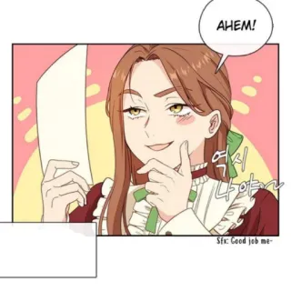 👾 a9251403 AHEM! kreskówka, kobieta, uśmieszek, dymek, postać, ilustracja telegram sticker