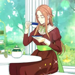 👾 e0296a8f Anime, Manga, Herbata, Kobieta, Uroczy telegram sticker