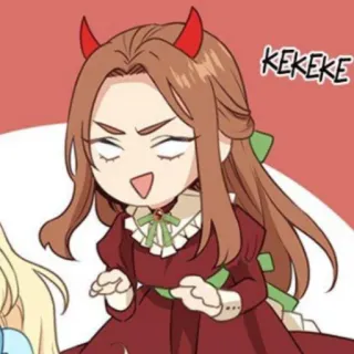 👾 e179348b KEKEKE diabeł, rogi, anime, chibi, śmiech, manhwa telegram sticker