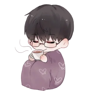 ☕️ 37a3e491 persona, gafas, manta, taza, bebida, café telegram sticker