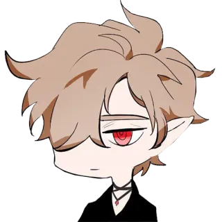 😐 894d9e53 Anime, Dibujos animados, Personaje, Elfo, Ojos rojos, Oscuro, Emo telegram sticker