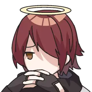 😐 a82683df Anime, Manga, Ángel, Halo, Pensativo, Pensando telegram sticker