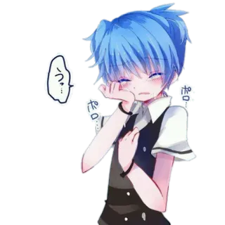 💔 83adfb75 はっ… 애니메이션, 소년, 파란 머리, 귀여운, 스티커 telegram sticker