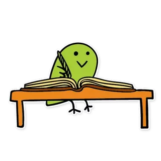 ✍ 05a8abdf 葉, 鳥, 書き込み, 本, 机, 漫画, かわいい telegram sticker