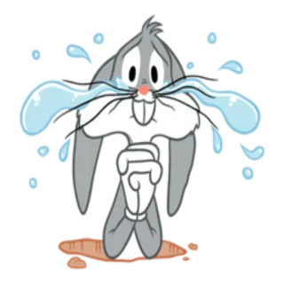 😢 333c9934 Bugs Bunny Looney Tunes 兔八哥, 哭泣, 卡通, 乐一通, 眼泪, 胡萝卜 telegram sticker