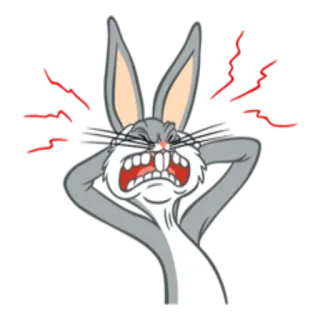 😫 52ffce79 Bugs Bunny 兔八哥, 卡通, 生气, 压力大, 沮丧, 乐一通, 兔子, 动画 telegram sticker