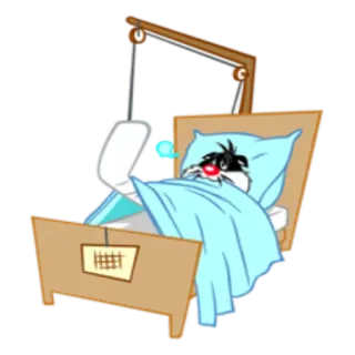 🤒 67df88dc Sylvester the Cat 卡通, 傻大猫, 受伤, 床, 恢复, 生病 telegram sticker