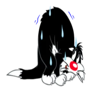 😒 6896757e Sylvester Looney Tunes 傻大猫, 卡通, 汗, 悲伤, 乐一通, 猫, 角色 telegram sticker