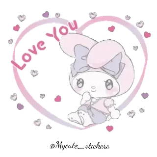 🐰 7774f72f Love You tình yêu, dễ thương, trái tim, đáng yêu, lời chào, màu pastel telegram sticker