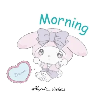 🐰 cd84af24 My Melody Morning
Dream My Melody, Sanrio, dễ thương, kawaii, buổi sáng, giấc mơ, thỏ, màu pastel telegram sticker