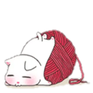 😞 6b8b749a cat, yarn, ball, cute, sleepy, kitten, animal telegram sticker