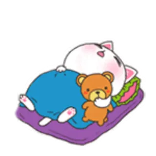 😴 9d7390c9 cat, teddy bear, sleeping, cute, cartoon telegram sticker