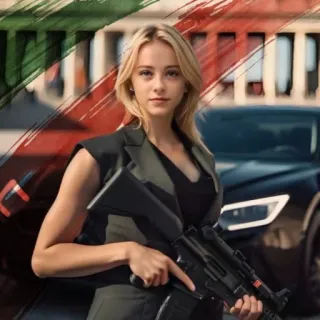 🔫 d86e7c1a mulher, arma, arma de fogo, bandeira italiana, violência whatsapp sticker