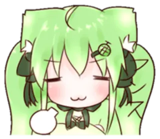 😗 eaa66c3a Anime, Fille, Mignonne, Chibi, Kawaii, Cheveux verts telegram sticker
