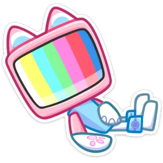 🌈 365619c8 fernseher, katze, cartoon, farbenfroh, roboter telegram sticker