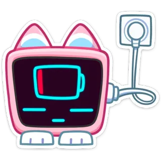 ☹️ 5751edb6 Katze, Batterie, niedrig, Roboter, laden telegram sticker
