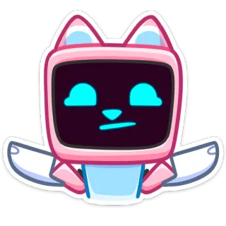 🤗 9b56ab67 Roboter, niedlich, Katze, Maskottchen, TV, Cartoon telegram sticker