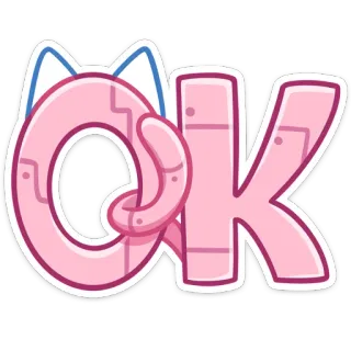 👌 c0afb6aa OK Zustimmung, Okay, Katzenohren, Genehmigen, Rosa telegram sticker