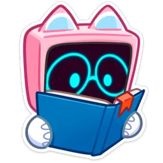 📖 d216f41e Roboter, Lesen, Buch, niedlich, TV, Katze telegram sticker