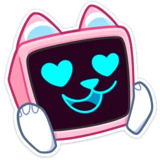 😍 e3879b1d Katze, Roboter, Cartoon, Rosa, Süß, Herzaugen telegram sticker