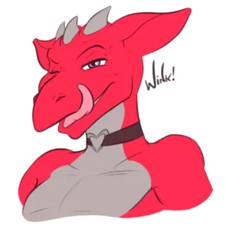 🍴 5673dbe5 Wink! 龙, 兽人, 毛茸茸, 卡通, 眨眼, 项圈, 可爱 telegram sticker