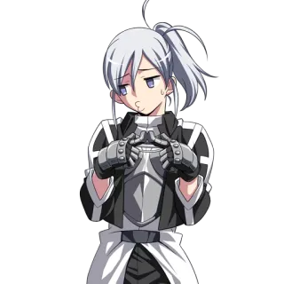 😋 8ee44805 อนิเมะ, มังงะ, ตัวละคร, ชุดเกราะ, ถุงมือ, ผมสีเงิน whatsapp sticker