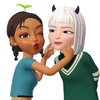 💘 498510d7 cartoon, avatar, friends, digital art, girls, friendship telegram sticker