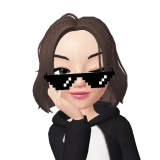 🤤 6e9ea3e6 zepeto, avatar, pixelated sunglasses, winking, cartoon, 3d telegram sticker