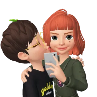 💘 779d9135 golden village cartoon, love, couple, selfie, friends, portrait telegram sticker