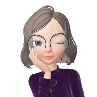 🤤 c500b941 avatar, character, female, glasses, pose, wink telegram sticker