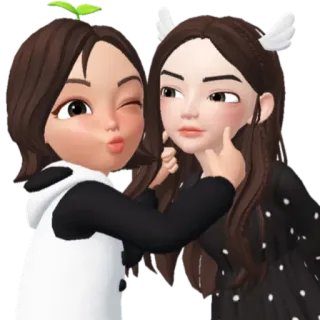 💘 f593c509 cartoon, friends, cute, girl, friendship, digital art telegram sticker