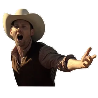 😧 351305f1 牛仔, 西部, 帽子, 喊叫, 男人 telegram sticker