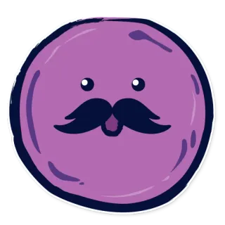 😯 6cf0c965 สติกเกอร์, หนวด, หน้า, การ์ตูน, สีม่วง, กลม, ตา telegram sticker