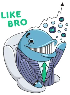 👍 4d25c5f9 LIKE BRO baleine, affaires, finance, succès, investissement, mème telegram sticker
